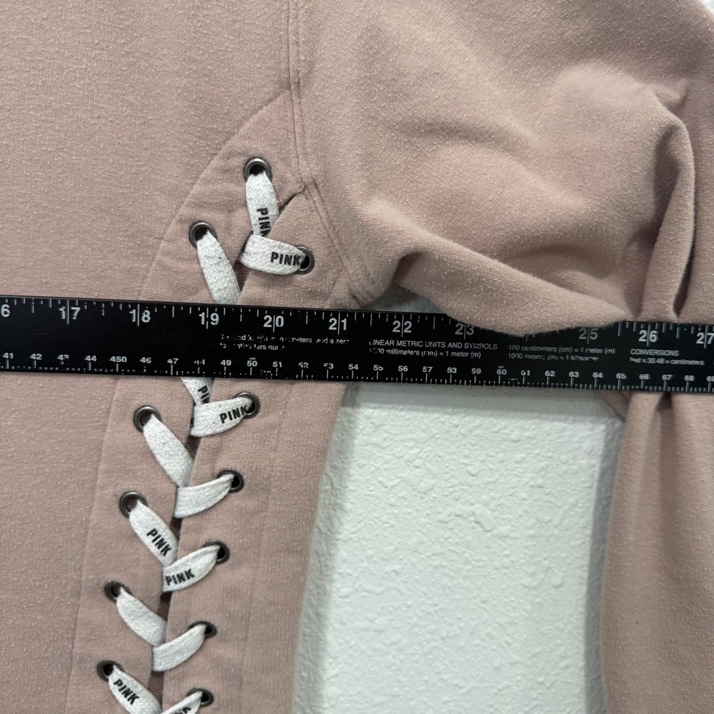 Pink Victoria's Secret Lace Up Side Sweatshirt Mauve Dog Logo Small - Picture 6 of 8
